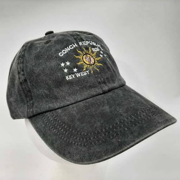Conch Republic Key West Relaxed Cotton Cap Hat Gray Washed Adjustable - Picture 3 of 4